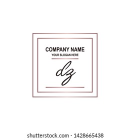 DZ initial signature logo. handwriting logo template vector,