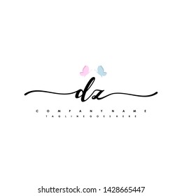 DZ initial signature logo. handwriting logo template vector,