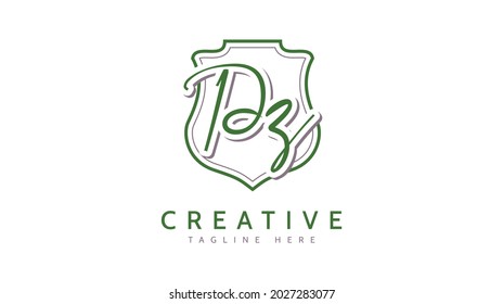 DZ Initials, handwriting logo vector