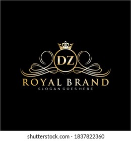 DZ Letter Initial Luxurious Brand Logo Template.