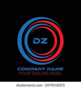 DZ letter logo creative design. DZ unique design. DZ letter logo design on black background.