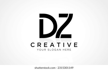 DZ Letter Logo Design Vector Template. Alphabet Initial Letter DZ Logo Design With Glossy Reflection Business Illustration.