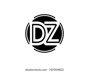 DZ letter logo round black