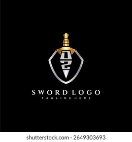 DZ carta monograma de luxo para escudo e espada estilo imagem