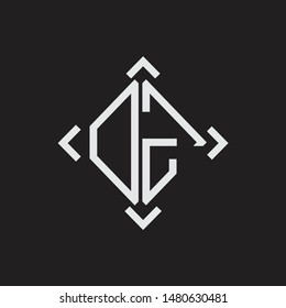 DZ Logo Abstrac letter Monogram with Arrow in every side isolated on black background