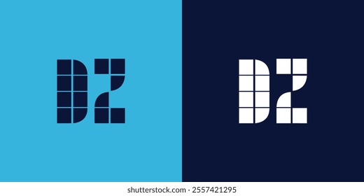 DZ logo design with tile shape. Minimalist and modern vector illustration design suitable for business or brand