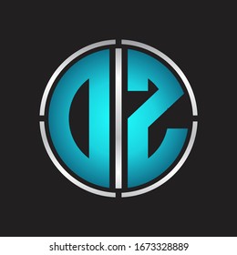 DZ Logo initial with circle line cut design template on blue colors