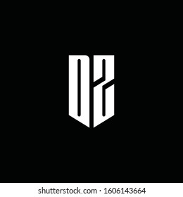 DZ logo monogram with emblem style isolated on black background
