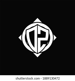 Monograma del logotipo DZ círculo aislado redondeado con forma de brújula sobre fondo negro