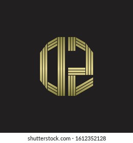 DZ Logo monogram outline style linked isolated with gold colors