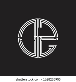 DZ Logo monogram triple ribbon style line design template isolated on black background