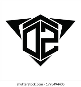 DZ Logo monogram with wings arrow around design template on white background