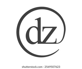 DZ logo from two letter with circle shape email sign style. D and Z round logotype of business company for brand identity.