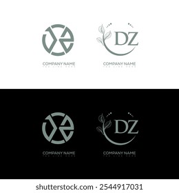 Diseño de conjunto de logotipos DZ minimalista y clásico. Vector de forma de círculo monograma DZ. Diseño único DZ.
