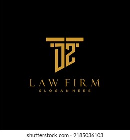 Logotipo inicial de monograma DZ para la firma de abogados con diseño de hitos