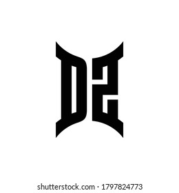 DZ monogram logo with curved side design template