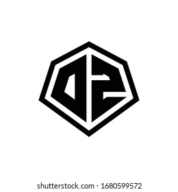 DZ monogram logo with hexagon shape and line rounded style design template isolated on white background