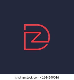 DZ monogram logo in linear monoline style.