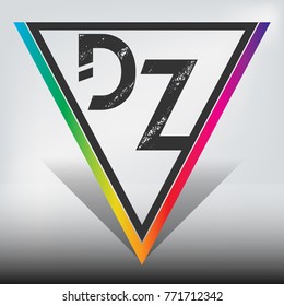 DZ Multicolor Triangle LOGO with Dark Gray Highlight and Shadow