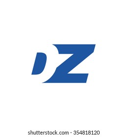 DZ negative space letter logo blue
