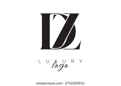 Logotipo de la tipografía del monograma de la letra de la serifa de DZ para la identidad elegante de la marca de Premium