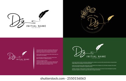 DZ Z D  initial signature logo template vector