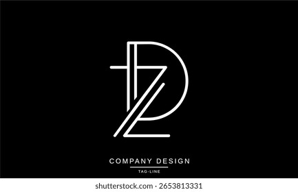 DZ, ZD, D, Z Letras Abstractas Logotipo Monograma Diseño Icono de fuente Vector