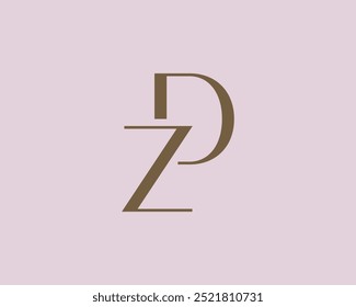 Design de ícone de logotipo de letra DZ ou ZD. Monograma de iniciais de luxo estilo clássico.