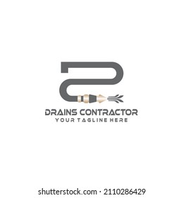 DZ or ZD logo vector with water pipe hose, Perfect for construction, plumbing or related to plumbing.