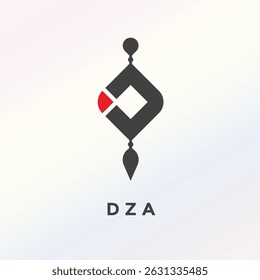 DZA Kufi Calligraphy Logo design vector illustration