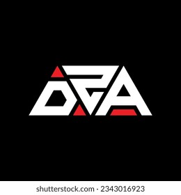 DZA triangle letter logo design with triangle shape. DZA triangle logo design monogram. DZA triangle vector logo template with red color. DZA triangular logo Simple, Elegant, and Luxurious design.