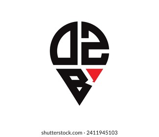 Diseño del logotipo de la forma de ubicación de la letra DZB.