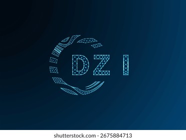 Diseño de Vector de logotipo de letra polivinílica baja DZI. Diseño de logotipo de poliéster inferior DZI. Diseño único del logotipo de baja poli de DZI.