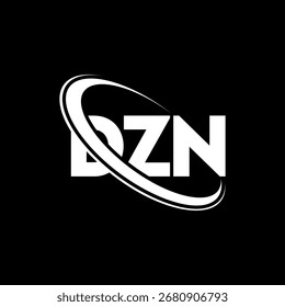 Logotipo de DZN. Carta DZN. Diseño del logotipo de la letra DZN. Logotipo de DZN inicial vinculado con el círculo y el logotipo del monograma en mayúsculas. Tipografía DZN para tecnología, negocio y marca inmobiliaria.