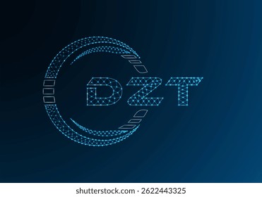 DZT Low-Poly-Buchstaben-Logo, Vektordesign. DZT Logodesign mit niedrigem Poly. 