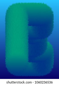 "E" 3D Fur Effect Typographic Icon On Color Background. Graphic Font For Your Design Background. Design Concept For Graphic, Banners, Presentations, Wallpaper. Vector Illustration.  Eps10