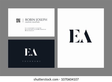 E A, E & A Alphabet joint logo icon with business card vector template.
