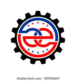 E, E A, A E Initials Auto Business, Gears Logo Template