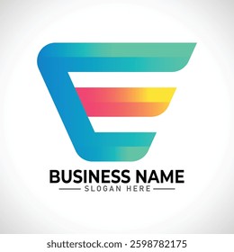 e abstract letter typography gradient logo