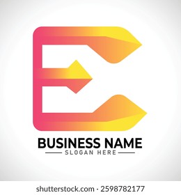 e abstract letter typography gradient logo