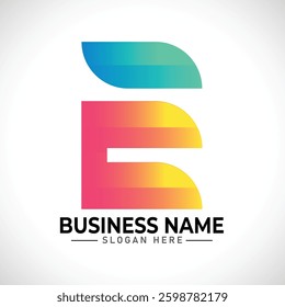e abstract letter typography gradient logo