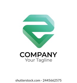 E tipografía abstracta 3d letra colorida logo diseño Plantilla
