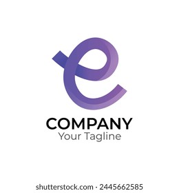 E abstract typography 3d colorful letter logo design template
