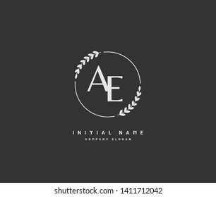 A E AE Beauty vector initial logo, handwriting logo of initial wedding, fashion, jewerly, heraldic, boutique, floral and botanical with creative template for any company or business.