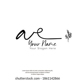 
A E AE Escritura manuscrita inicial y logotipo de la firma. Logo inicial del vector de belleza .Moda, boutique, floral y botánica
