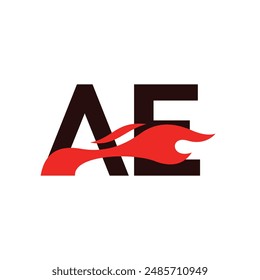 Un monograma del logotipo de E AE con la Plantilla de Vector de la combinación de la forma del fuego, símbolo gráfico del alfabeto para la identidad Corporativa del negocio