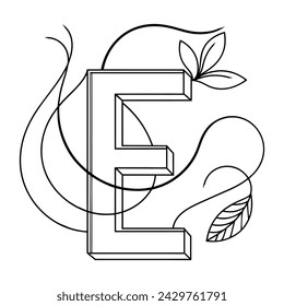 E alpabet continuous line art vector illustration