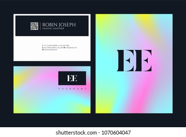 E E, E & E Alphabet joint logo icon with business card vector template.
