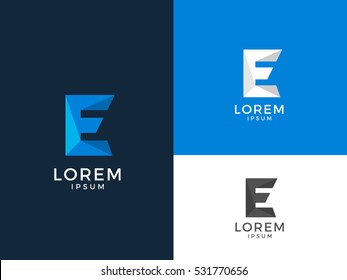 E Alphabet Letter Creative Polygonal Abstract vector logo