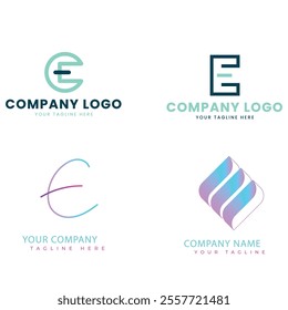 e alphabet letter initial colorful gradient design Corporate business brand company abstract logo design collection